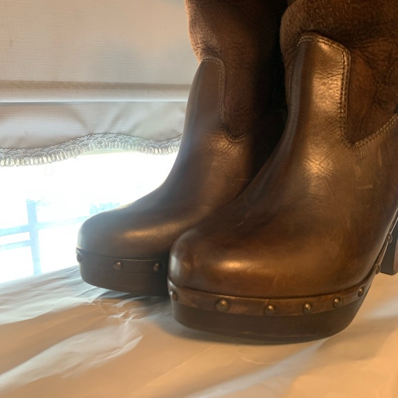 Women’s Frye Brown Boots Leather Suede Pull on Mid Calf Boots - Picture 3 of 8